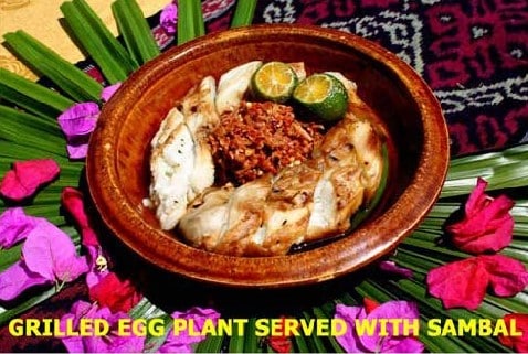 Grilled Egg Plant Served with Sambal
