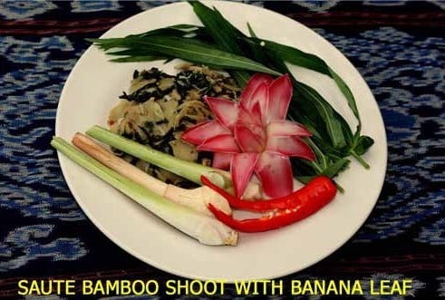 Saute Bamboo Shoot With Banana Leaf